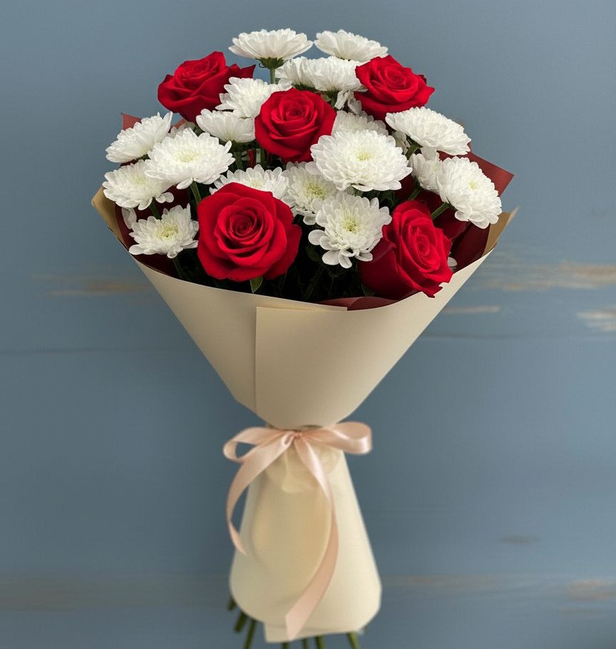 Букет цветов из: Розы и Хризантемы в Грицовский