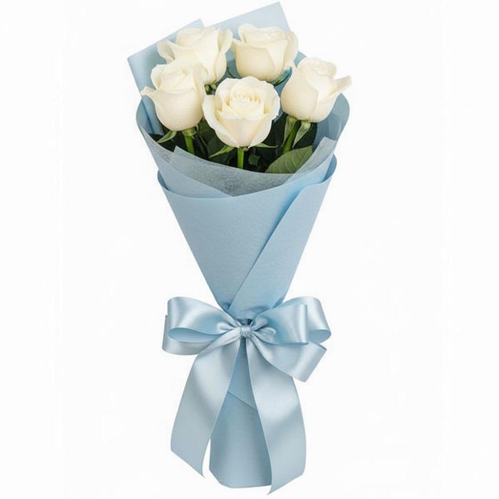 Букет 5 Белых роз Проуд в Грицовский