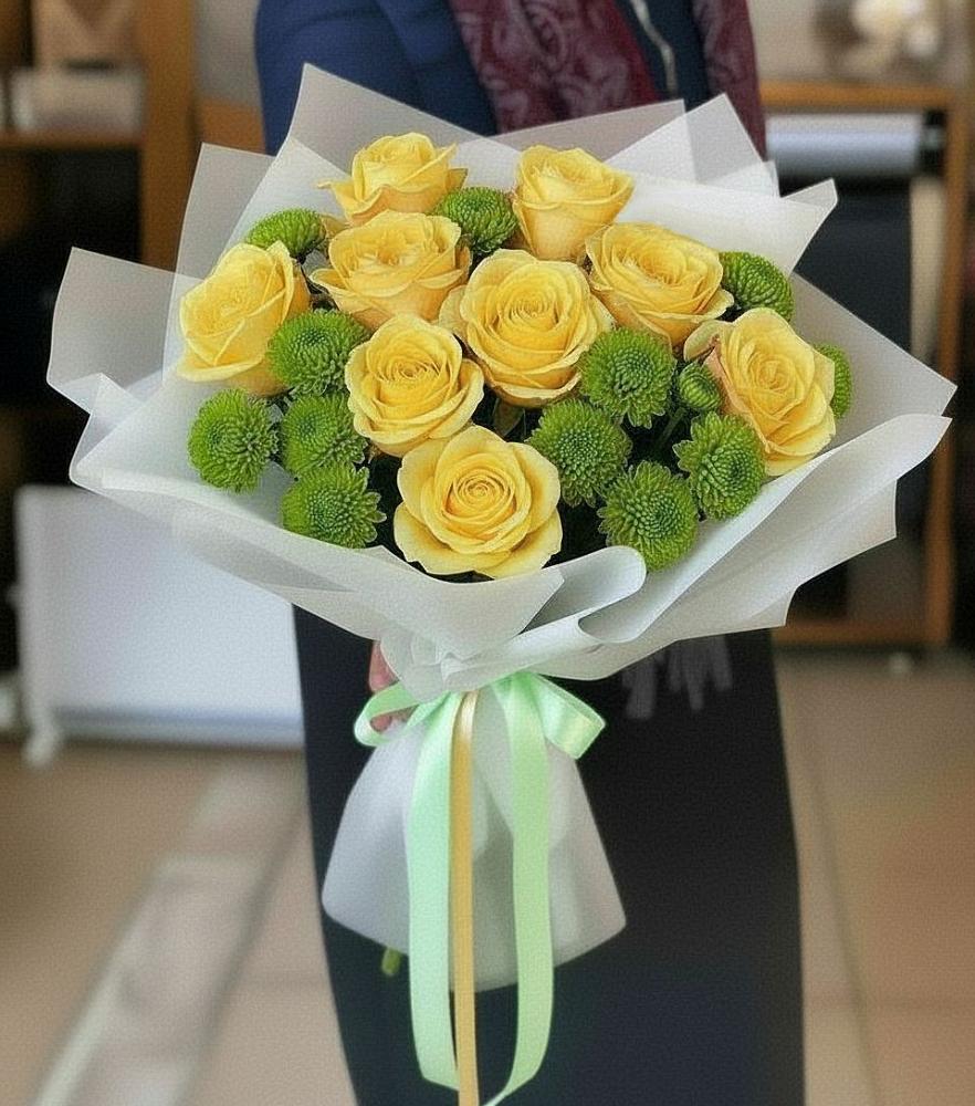 Букет цветов из: Хризантемы и Розы в Грицовский