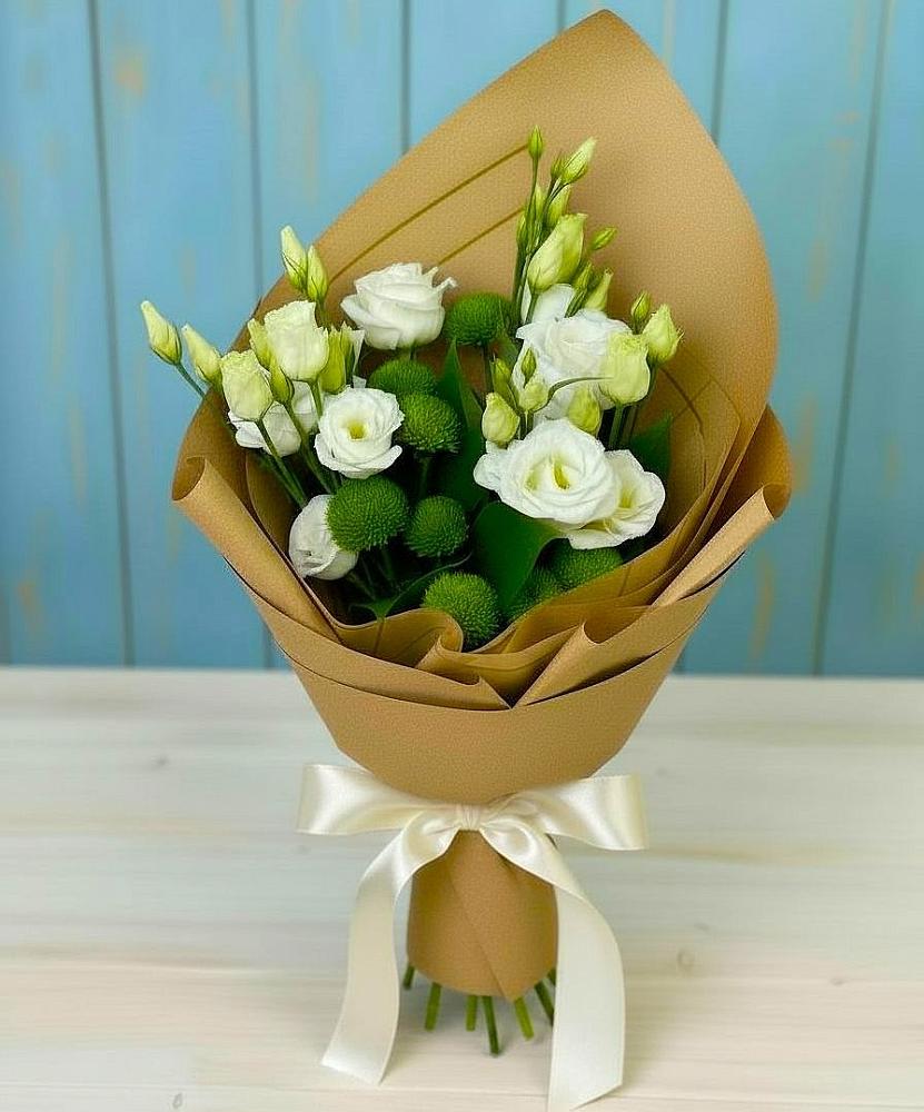 Букет цветов из: Хризантемы и Лизиантусы в Грицовский