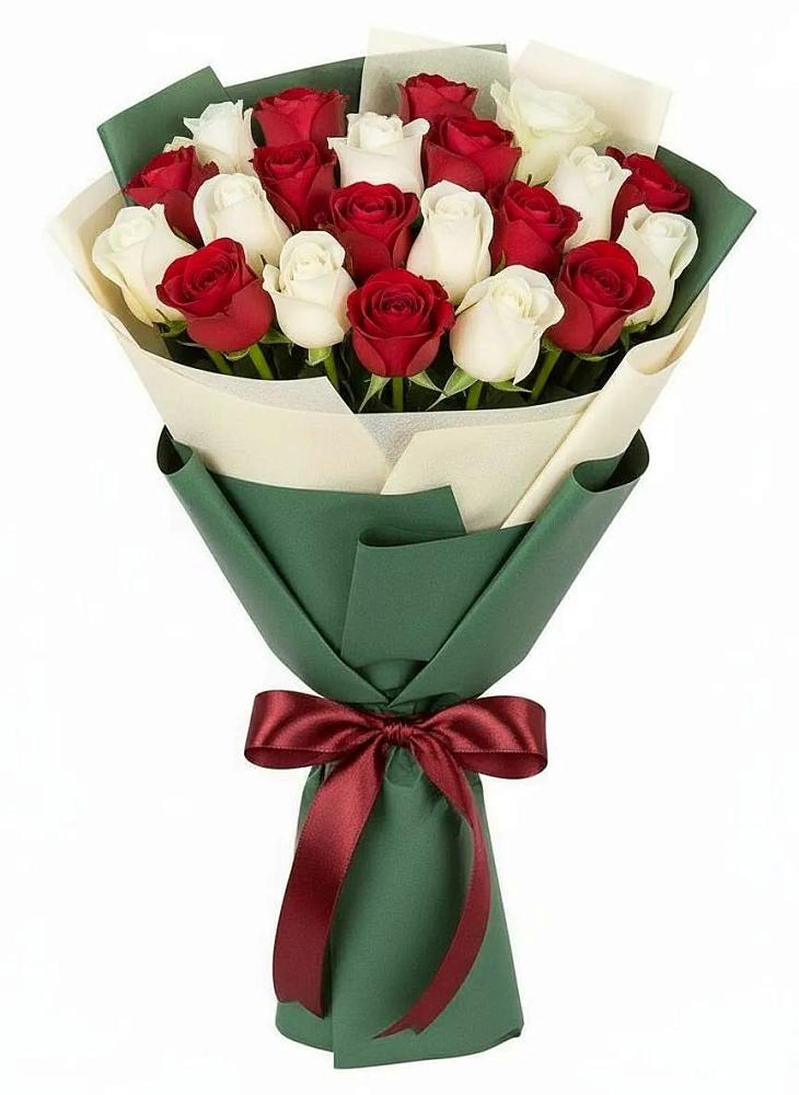 Букет Микс из красных и белых роз в Грицовский