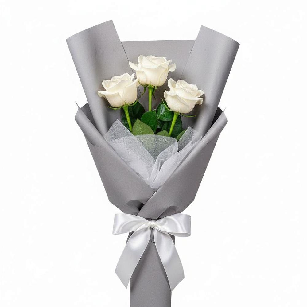 Букет 3 белые розы в Грицовский