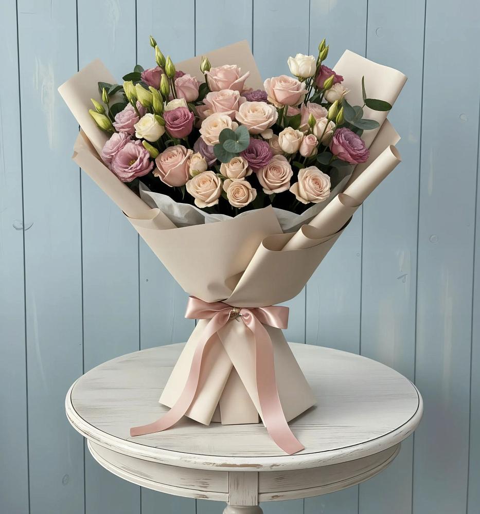 Букет цветов из: Розы и Лизиантусы в Грицовский