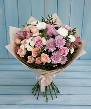 Букет цветов из:  Хризантемы, Розы и Альстромерии в Грицовский