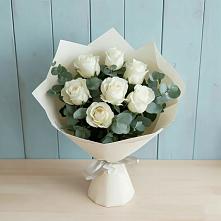 Букет Белые розы в Эвкалипте в Грицовский