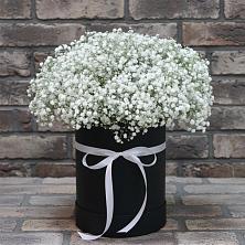 Цветочная композиция из Гипсофила в шляпной коробке в Грицовский