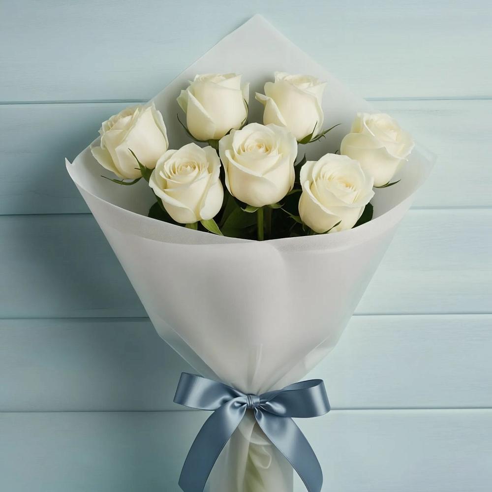 Букет 7 Белых роз Эдлесс Лав в Грицовский